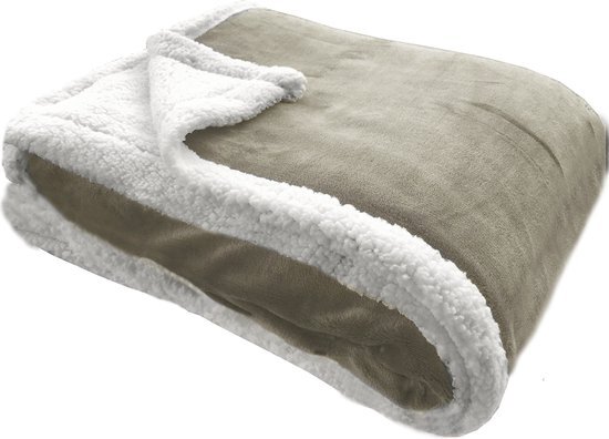 JEMIDI XXL warme fleece deken - Knuffeldeken voor op de bank - 150 x 200 cm - Wasbaar - Taupe