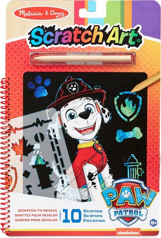 Melissa & Doug PAW Patrol Scratch Art Pad - Activiteitenkrasblok Marshall voor onderweg (10 taferelen)