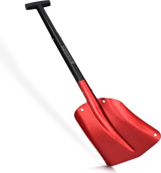 Navaris opvouwbare aluminium lichtgewicht schep - Verstelbaar 66-80 cm - Compact, met draagzak - Voor sneeuw, zand en stenen -Rood/zwart